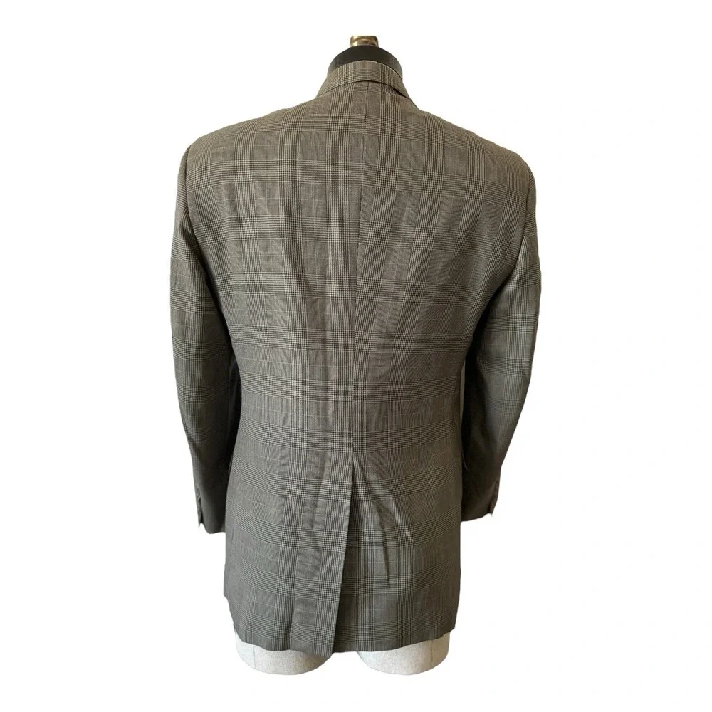 Jos. A. Bank Plaid Blazer Grey Black Check Two Button Sport Coat Regular Fit 42R